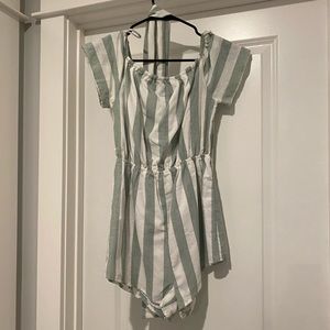 Striped off the shoulder romper